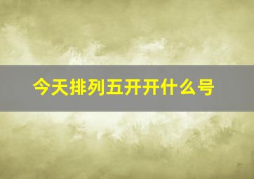 今天排列五开开什么号