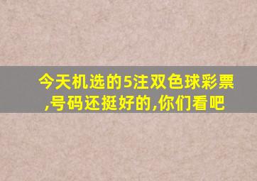 今天机选的5注双色球彩票,号码还挺好的,你们看吧