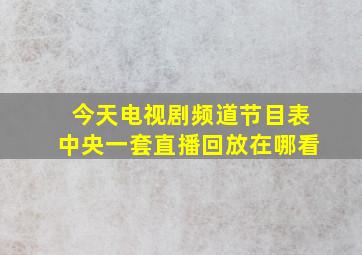 今天电视剧频道节目表中央一套直播回放在哪看