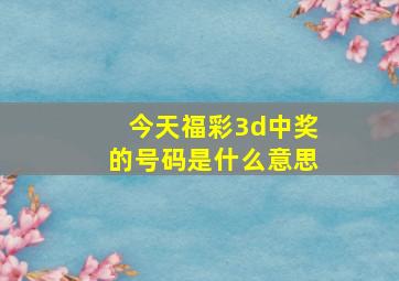 今天福彩3d中奖的号码是什么意思