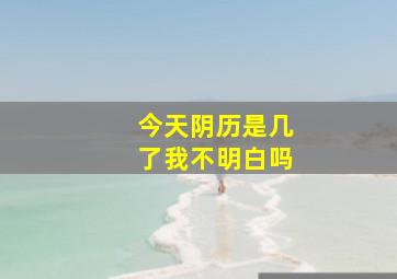 今天阴历是几了我不明白吗