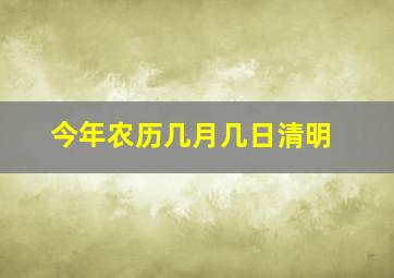 今年农历几月几日清明