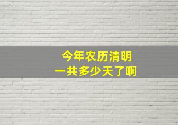 今年农历清明一共多少天了啊