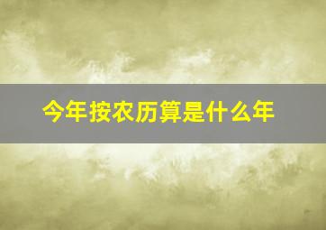 今年按农历算是什么年