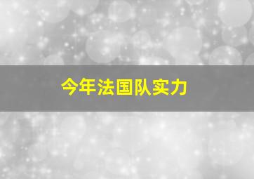 今年法国队实力