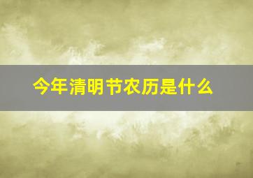 今年清明节农历是什么