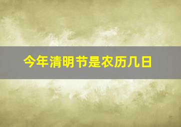 今年清明节是农历几日