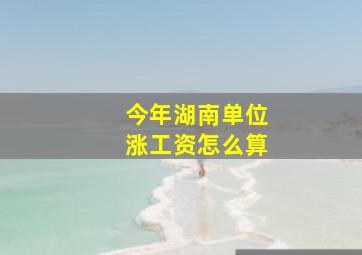 今年湖南单位涨工资怎么算