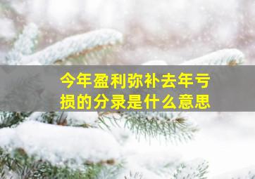 今年盈利弥补去年亏损的分录是什么意思