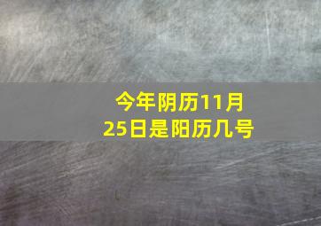 今年阴历11月25日是阳历几号