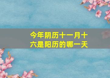 今年阴历十一月十六是阳历的哪一天