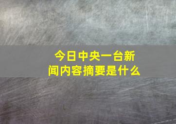 今日中央一台新闻内容摘要是什么