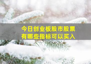 今日创业板股市股票有哪些指标可以买入