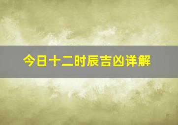 今日十二时辰吉凶详解