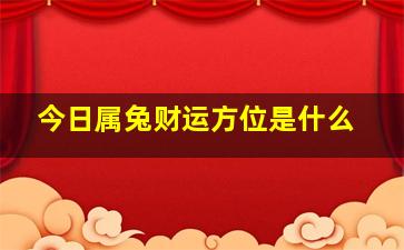 今日属兔财运方位是什么