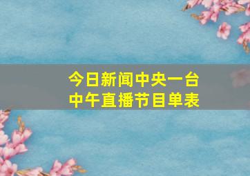 今日新闻中央一台中午直播节目单表