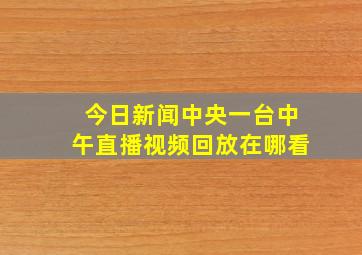 今日新闻中央一台中午直播视频回放在哪看