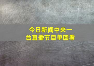 今日新闻中央一台直播节目单回看