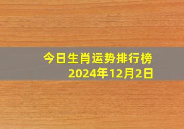 今日生肖运势排行榜2024年12月2日