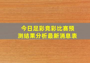 今日足彩竞彩比赛预测结果分析最新消息表