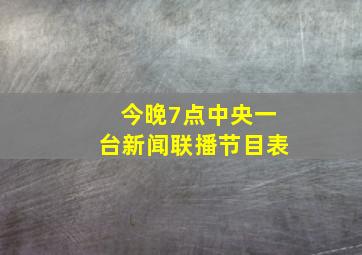 今晚7点中央一台新闻联播节目表