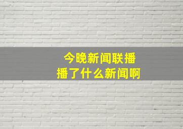 今晚新闻联播播了什么新闻啊