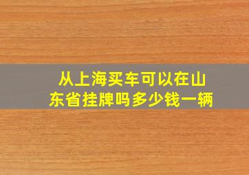 从上海买车可以在山东省挂牌吗多少钱一辆