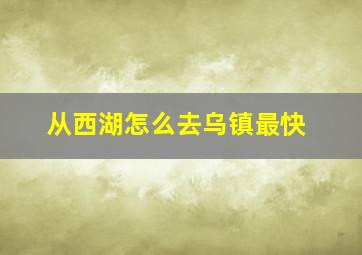 从西湖怎么去乌镇最快