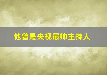 他曾是央视最帅主持人