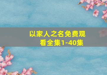 以家人之名免费观看全集1-40集