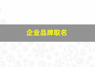 企业品牌取名