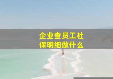 企业查员工社保明细做什么