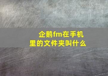 企鹅fm在手机里的文件夹叫什么