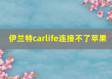 伊兰特carlife连接不了苹果