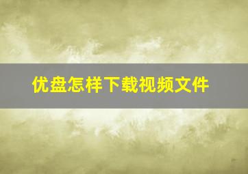 优盘怎样下载视频文件