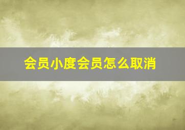 会员小度会员怎么取消