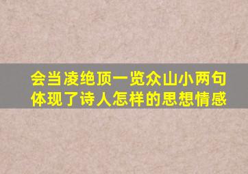 会当凌绝顶一览众山小两句体现了诗人怎样的思想情感