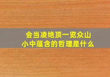 会当凌绝顶一览众山小中蕴含的哲理是什么