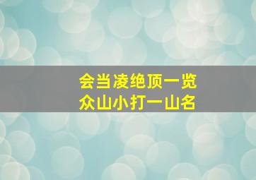 会当凌绝顶一览众山小打一山名