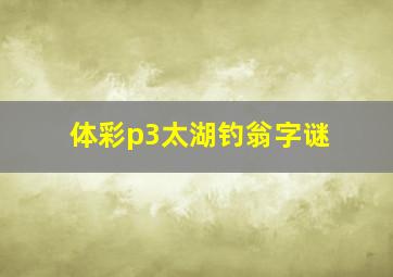 体彩p3太湖钓翁字谜