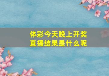 体彩今天晚上开奖直播结果是什么呢