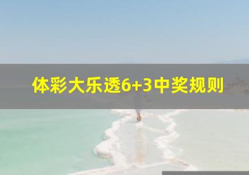 体彩大乐透6+3中奖规则