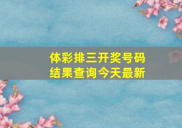 体彩排三开奖号码结果查询今天最新