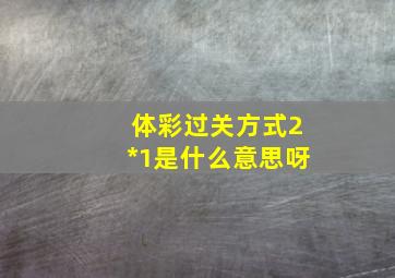 体彩过关方式2*1是什么意思呀