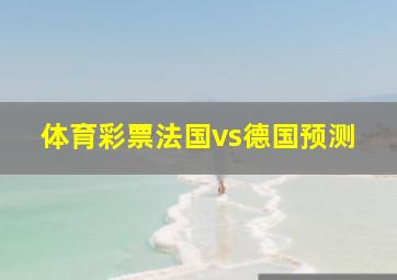 体育彩票法国vs德国预测