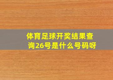 体育足球开奖结果查询26号是什么号码呀