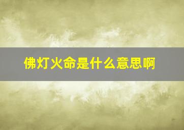 佛灯火命是什么意思啊