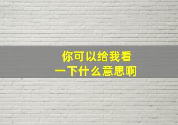 你可以给我看一下什么意思啊