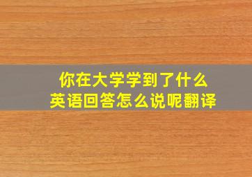 你在大学学到了什么英语回答怎么说呢翻译