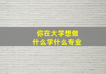 你在大学想做什么学什么专业